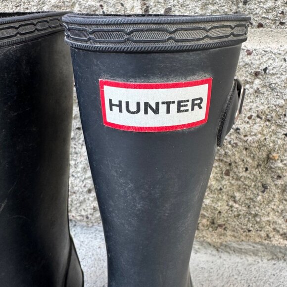 HUNTER Original Tall Rain Boots Kids 13 EU 31 Matte Black High Gum Boot Rubber - Picture 6 of 9